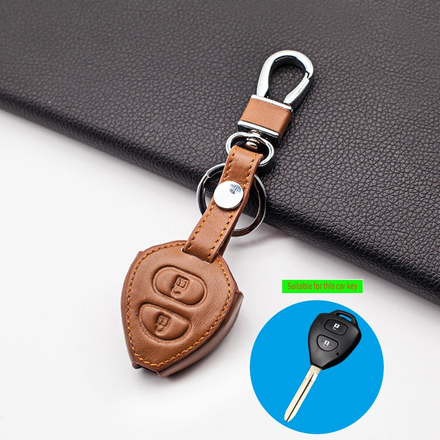 Hot Sale Carrying Leather Case For Toyota Corolla Rav4 Yaris Avensis / Prado Car Key Wallet 2 Buttons Remote Car Styling