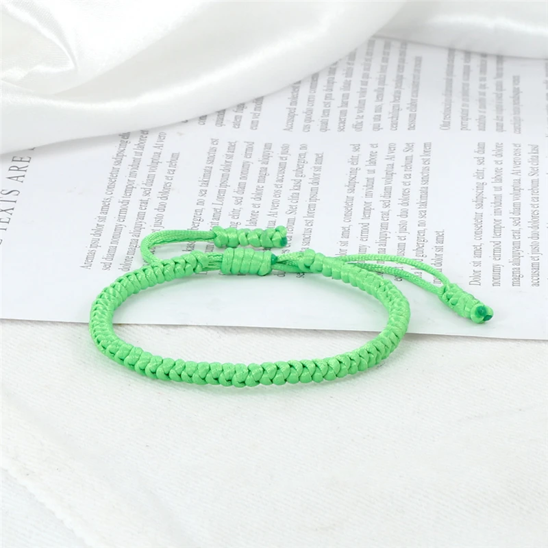 Green Thread Braided Bracelet for Men Women Handwoven Lucky Rope Layers Wrap Bracelets Bangles Prayer Wristband Unisex Jewelry