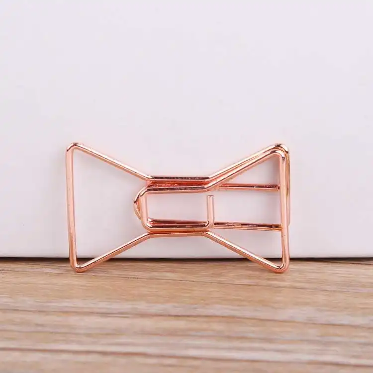 Bow Paper Clip Shaped, Rose Gold, Cute Paper Clip, 12pcs