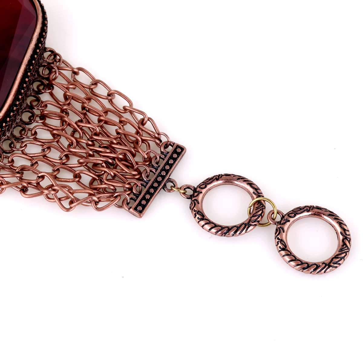 HAHA&TOTO Fashion Vintage Chains Bracelet Bangle Antique Red Copper Plated Inlaid Big Resin Stone Statement Bracelets for Women