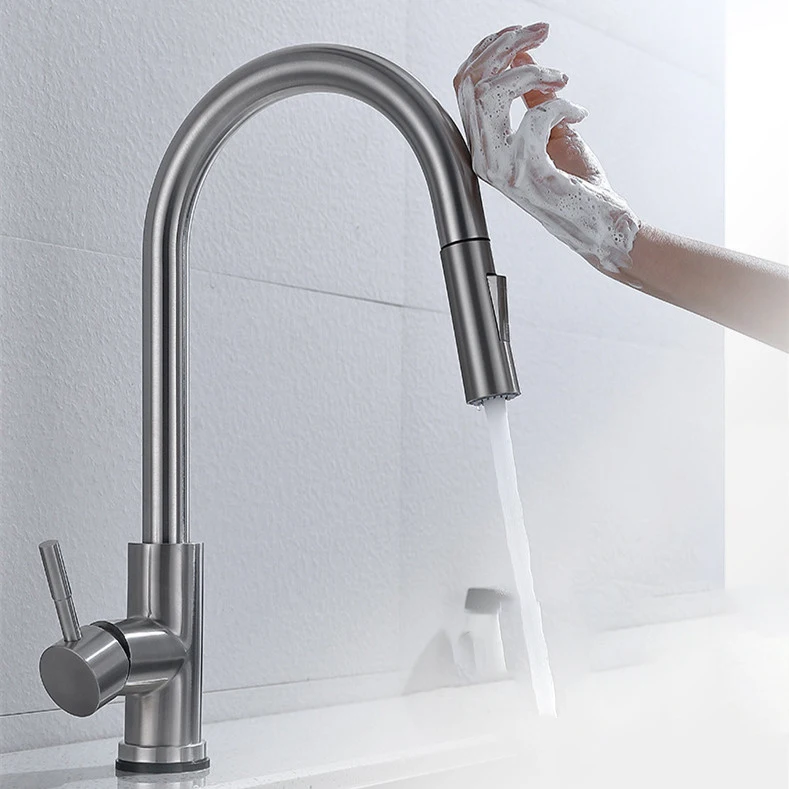 Brushed Touch Kitchen Faucet SDSN Luxury Pull Down Kitchen Sink Faucets Smart Touch Control Kitchen Faucets Sensor Water Faucet