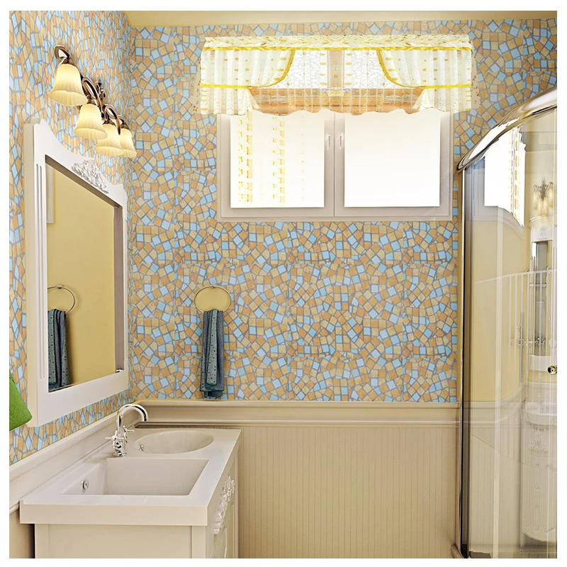 Imagem -05 - Papel de Parede Auto-adesivo para Decoração de Casa Azulejos Pvc à Prova Dágua Banheiro Piscina Cozinha à Prova de Óleo Faça Você Mesmo