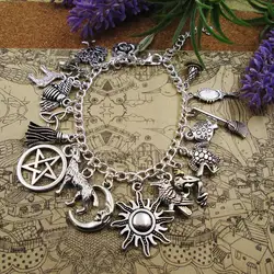Silver Plated Charm Bracelet sun moon staranimals wild natural pendant bracelets
