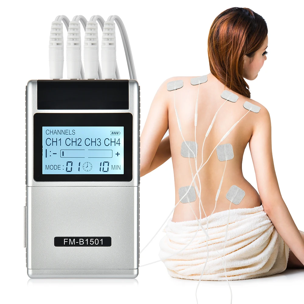 TENS EMS Muscle Stimulator 15 Modes 4 Outputs 8 Pads Pain Relief Electric Pulse Impulse Massager Machine Electrotherapy Machine