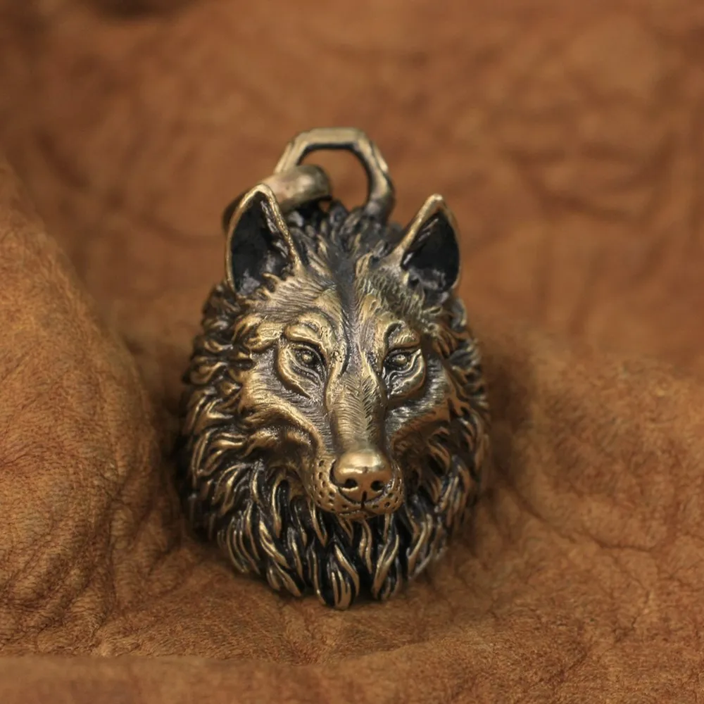 LINSION High Details Brass Huge Wolf Pendant Mens Biker Rock Punk Pendant BR192 JP