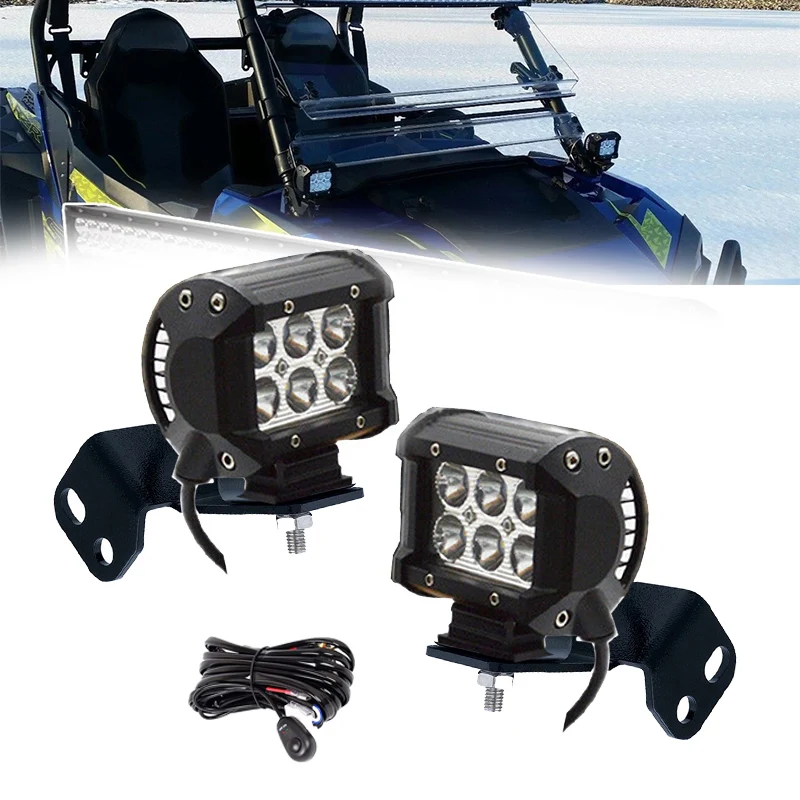 

2X 18W LED Work Light Pod w/Left & Right Side Pillar Mounting Bracket for 2014-2021 Polaris RZR XP 1000 & 2015-2021 RZR 900