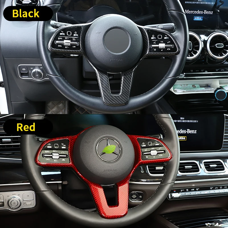 For Mercedes Benz ABC Class W177 W247 W205 X253 W167 100% Carbon Fiber Car Steering Wheel Trim Buttons Frame Car Accessories