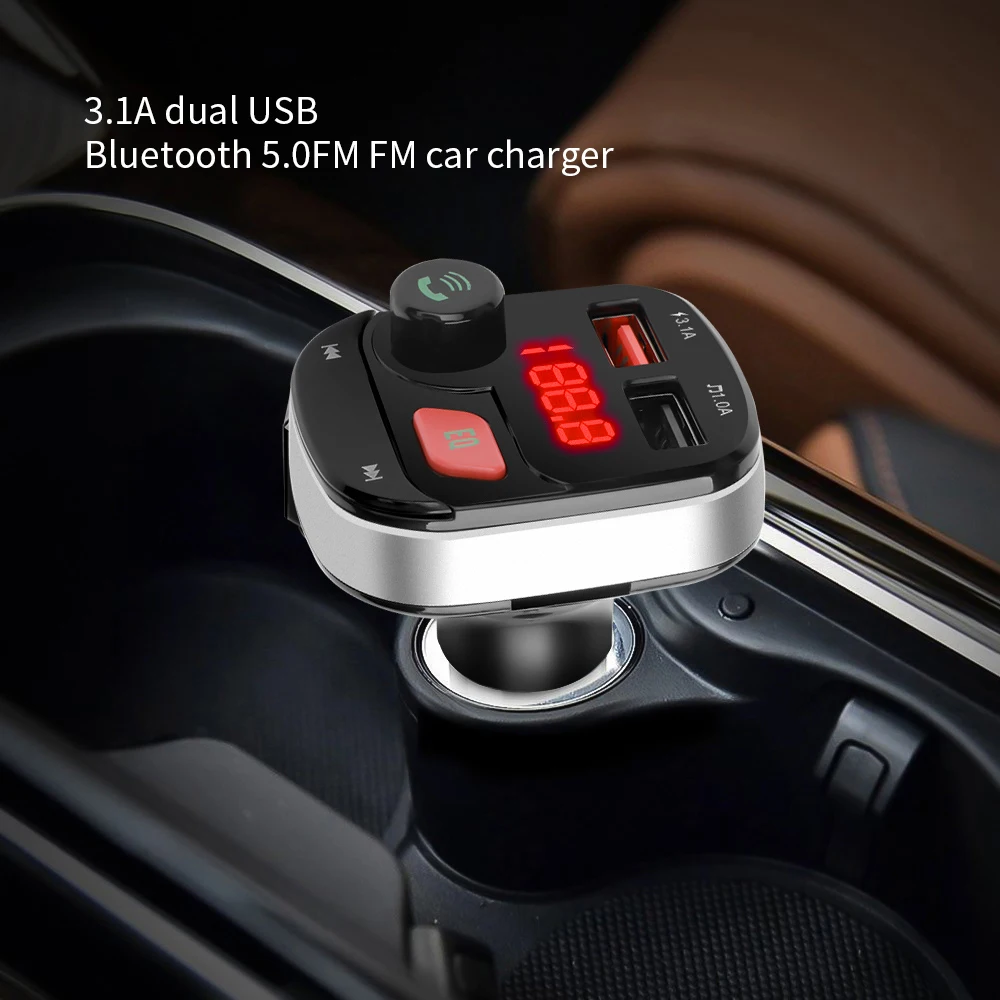 Car FM Transmitter 5.0 Bluetooth Wireless MP3 Player Bluetooth Stereo Charger Effect Sound Disk U Car Music EQ Car Lossless E0Q4