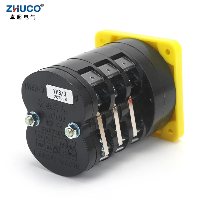 ZHUCO LW5D-16/YH3.3 16A Blue Panel Four Position Three Pole Three-Phase Voltmeter Conversion Selector Changeover Cam Switch