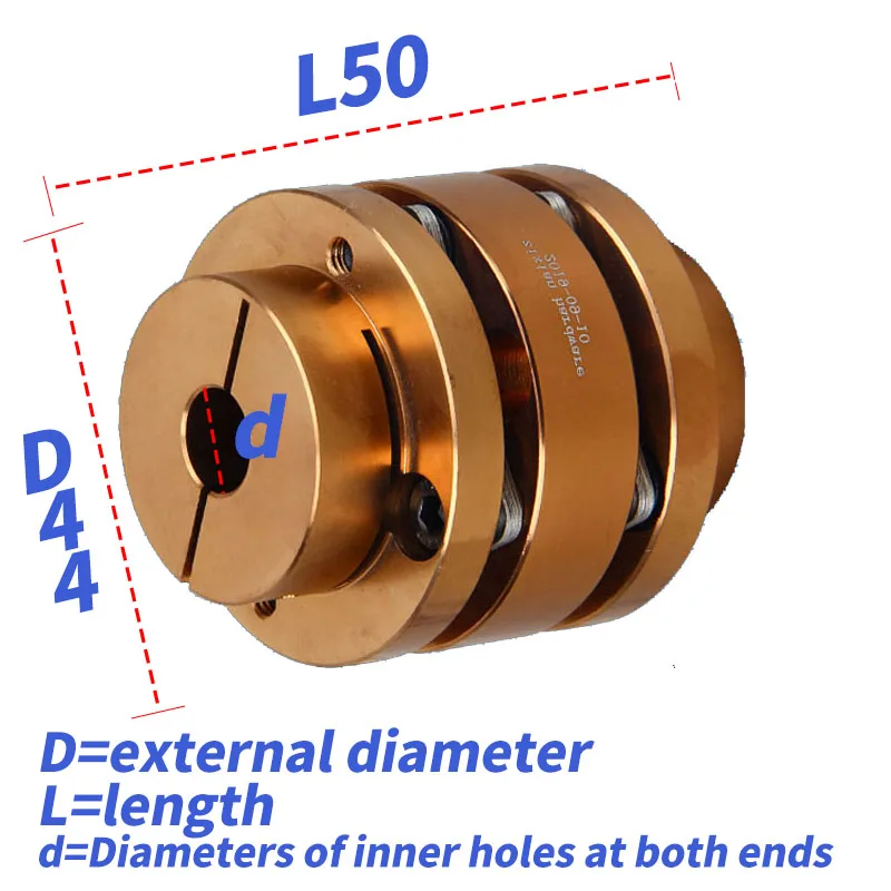 

D44L50 Aluminum Single Flexible Coupler Flange Diaphragm Connector Shaft Coupling Keyway Elastic Stepped Servo Motor clutch clam