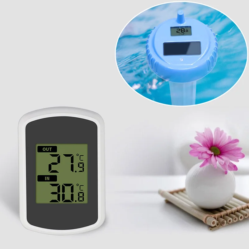 Solar Powered Floating Wireless Electronic Water Thermometer Bathroom Swimming Pool Spa LCD Temperature Monitor IP67 Waterproof