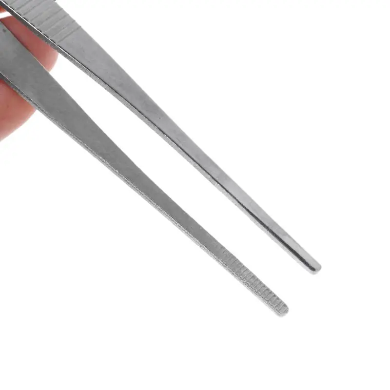 Toothed Tweezers Barbecue Stainless Steel Long Food Tongs Straight Home Medical Tweezer Garden Kitchen BBQ Tool 5 Sizes