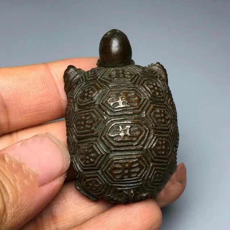 Collectible Chinese Old Antique Pure Solid Copper Handwork Turtle Fairy Statue Desk Decoration Home Accessories Figurines