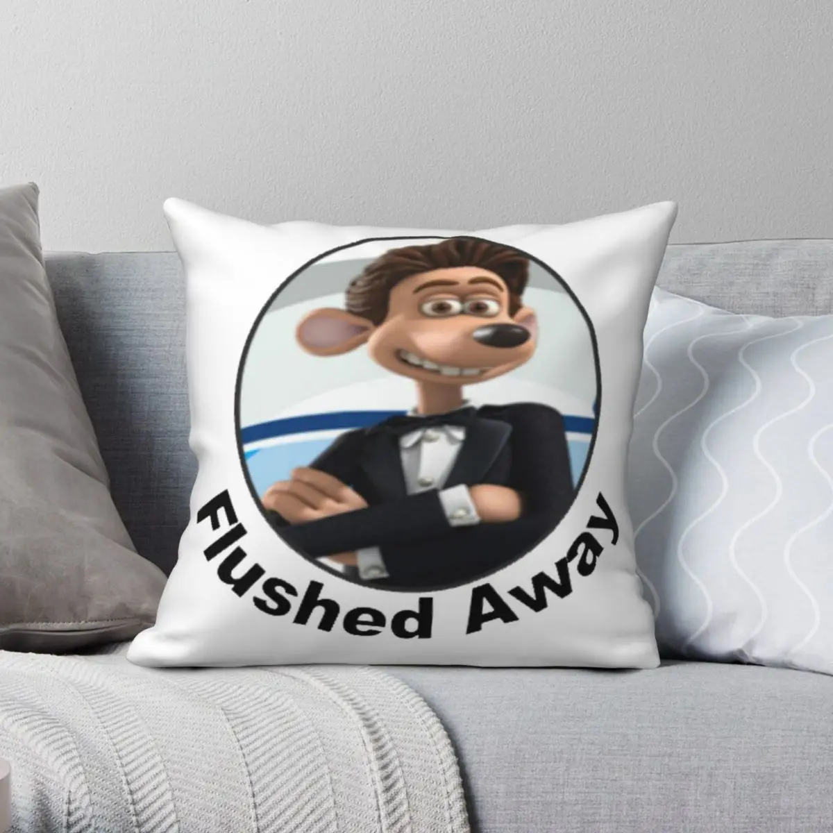 

Flushed Away Square Pillowcase Polyester Linen Velvet Pattern Zip Decor Room Cushion Cover