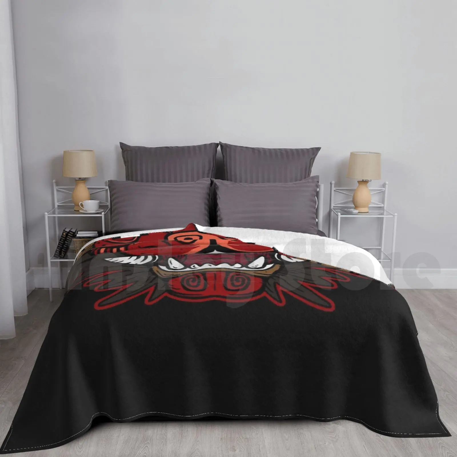 Hyena Oni Blanket Fashion Custom Hyena Oni Oni Akuma Demon Traditonal Art Japanese Traditional Tattoo