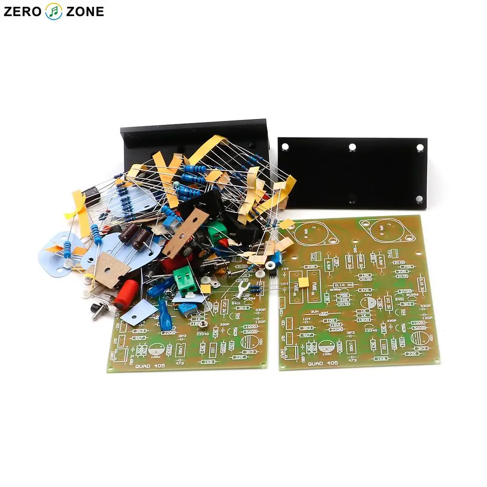 ZEROZONE One Pair(2 Boards） DIY KITS kit Clone QUAD405 100W + 100W 8R Dual Channel Power AMP Amplifier Board with Angle Aluminum