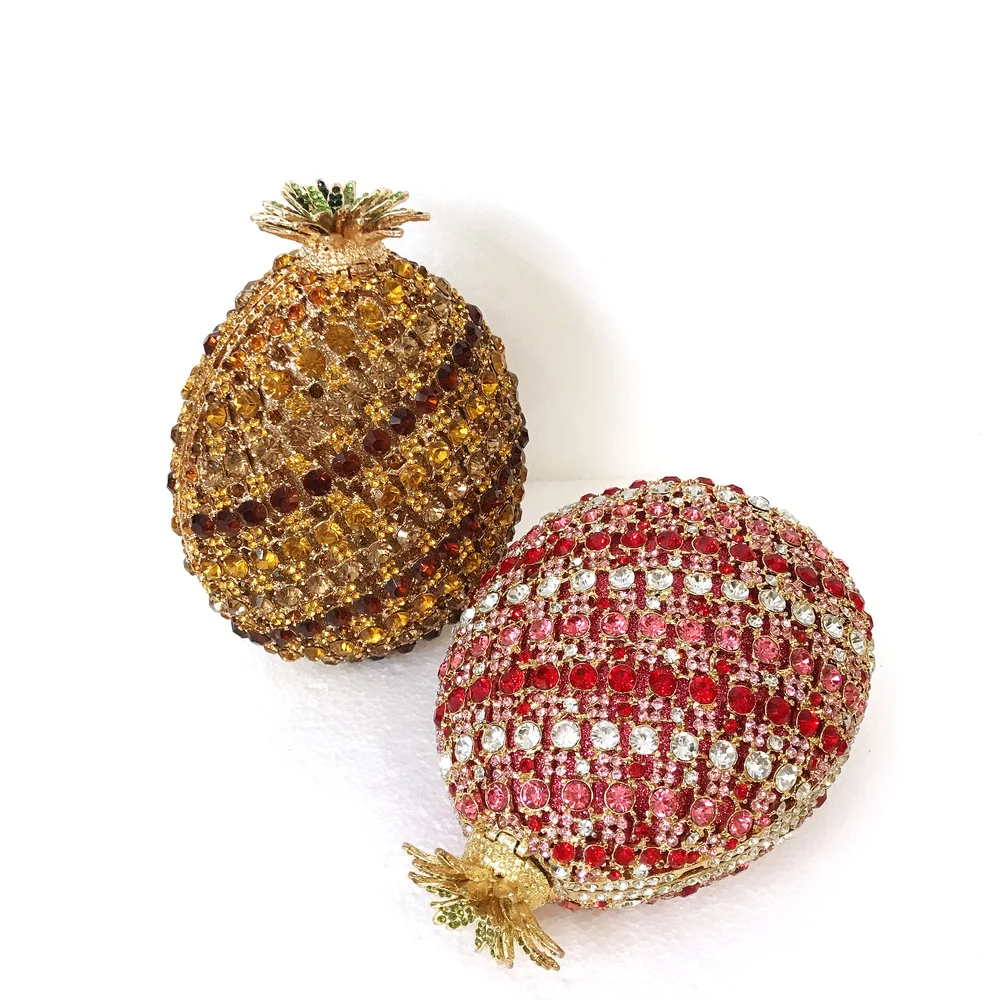 

Women's Crystals / Hollow-out Alloy Evening Bag Fruit Pineapple Shape Crystal Clutch Purse Gold / Red