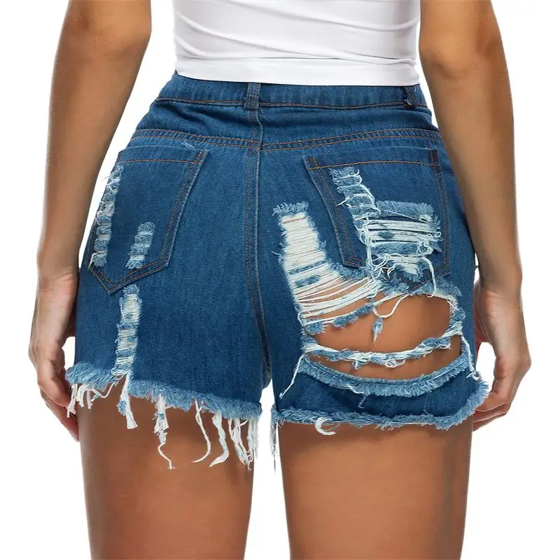 Maeau - Short En Jean Femme Taille Haute - Style Déchiré Effiloché Vintage - Été Décontracté