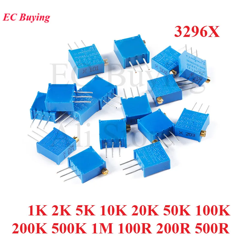 10pcs 3296 3296X 1K 2K 5K 10K 20K 50K 100K 200K 500K 1M 100R 200R 500R ohm Trimmer Potentiometer Variable Resistor Cermet Trimpo