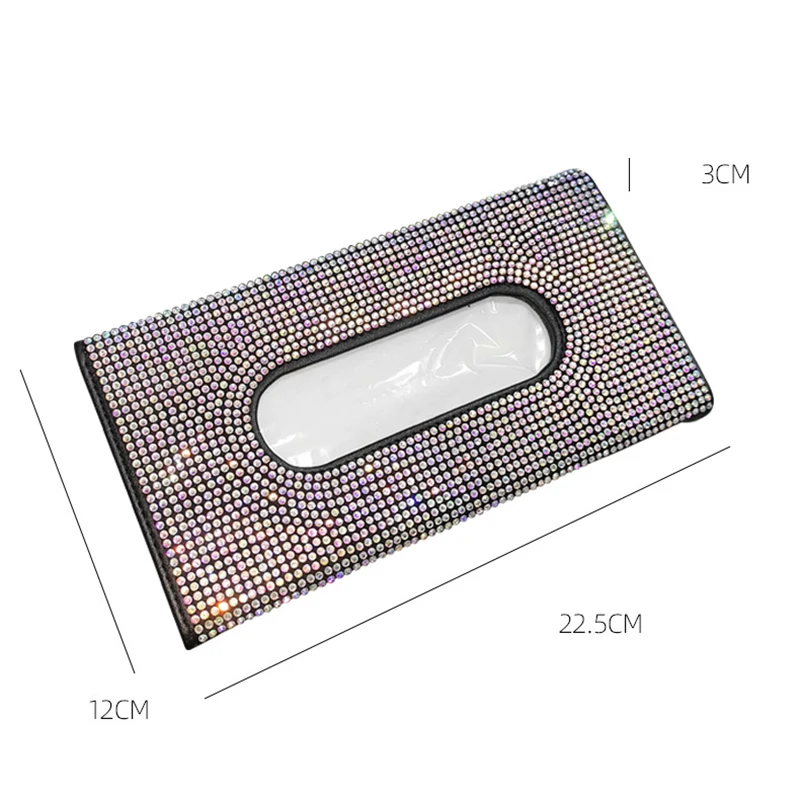 1 Pcs Car Rhinestone Tissue Box Holder High-end Luxury Sun Visor Multicolor Paper Box Bling Auto Interior Storage Car Acessories