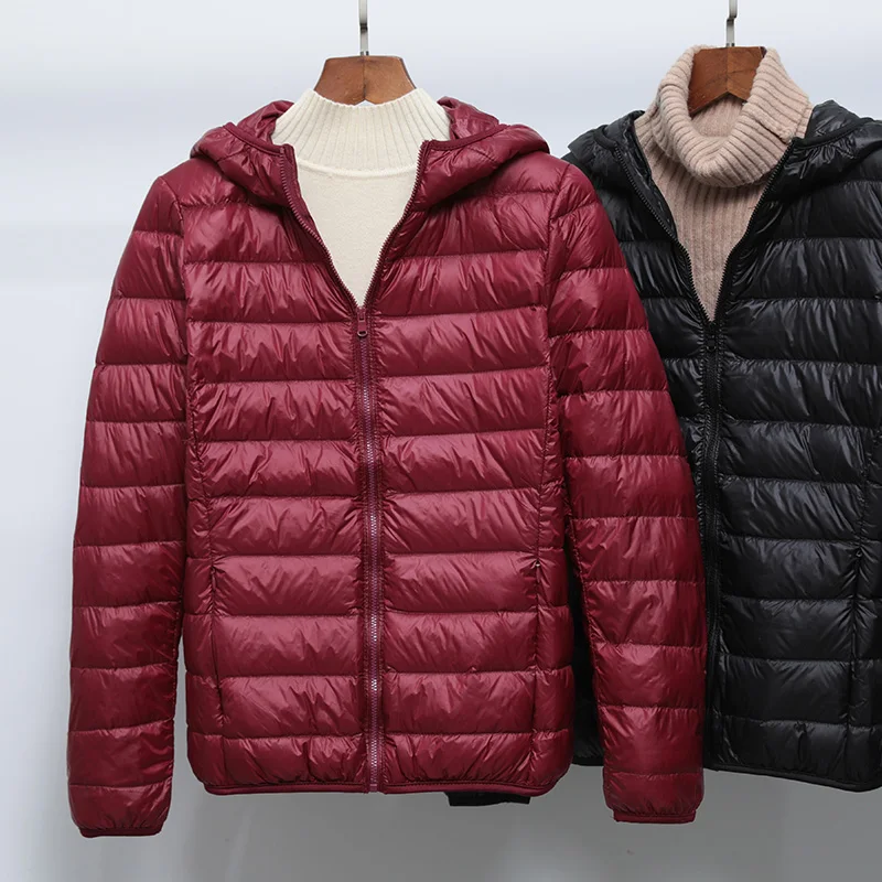 Spring Autumn Women Ultralight Thin Down Jacket White Duck Down Hooded Jackets Warm Winter Coat Parka Female Portable Outwear