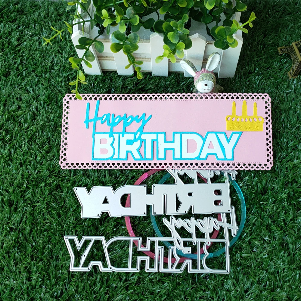 

New Happy Birthday metal cutting mold DIY photo frame scrapbook paper card decoration process die embossing die-cutting