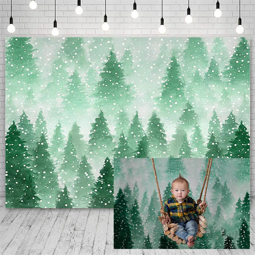 Avezano Backdrops Merry Christmas Winter Forest Snow Pine Decor Natural Scenery Photography Backgrounds Photo Studio Photozone