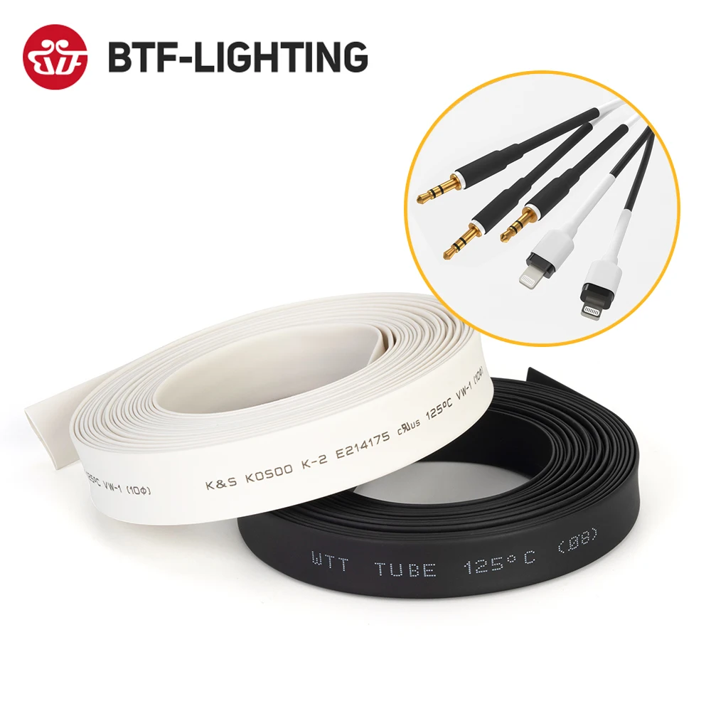 5 Meters Black White Heat Shrink Tubing Tube For 8mm 10mm 12mm 3528 3014 3535 5050 SMD LED Strip Lights WS2812B WS2811 WS2815