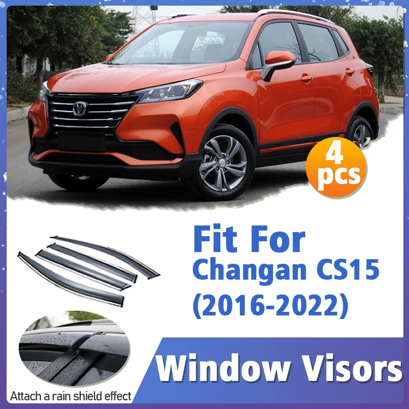 

Window Visor Guard for Changan CS15 2016-2022 Vent Cover Trim Awnings Shelters Protection Sun Rain Deflector Auto Accessories