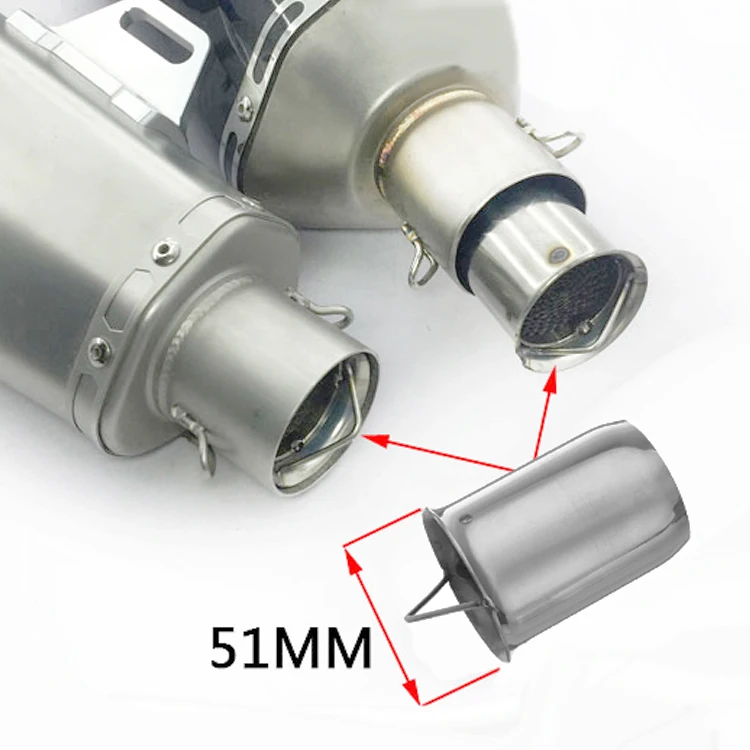 Universal 51mm Front End DB Killer Motorcycle Exhaust Muffler Silencer Reduce Noise Sound Eliminator Stainless Steel