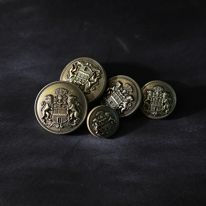 10pcs 15/20/25mm British Style Retro Double Lion Design Sewing Buttons DIY Clothing Accessories Coat Jacket Suit Sweater Buttons