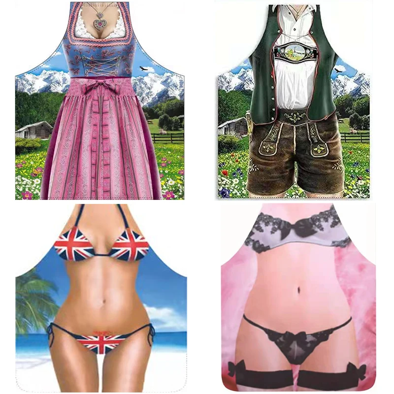 1pcs Kitchen Apron Cleaning-Tool Linen Funny Apron Cotton Women for Drawing Home Sex Easy Muscle Man Barbecue Party WQ314