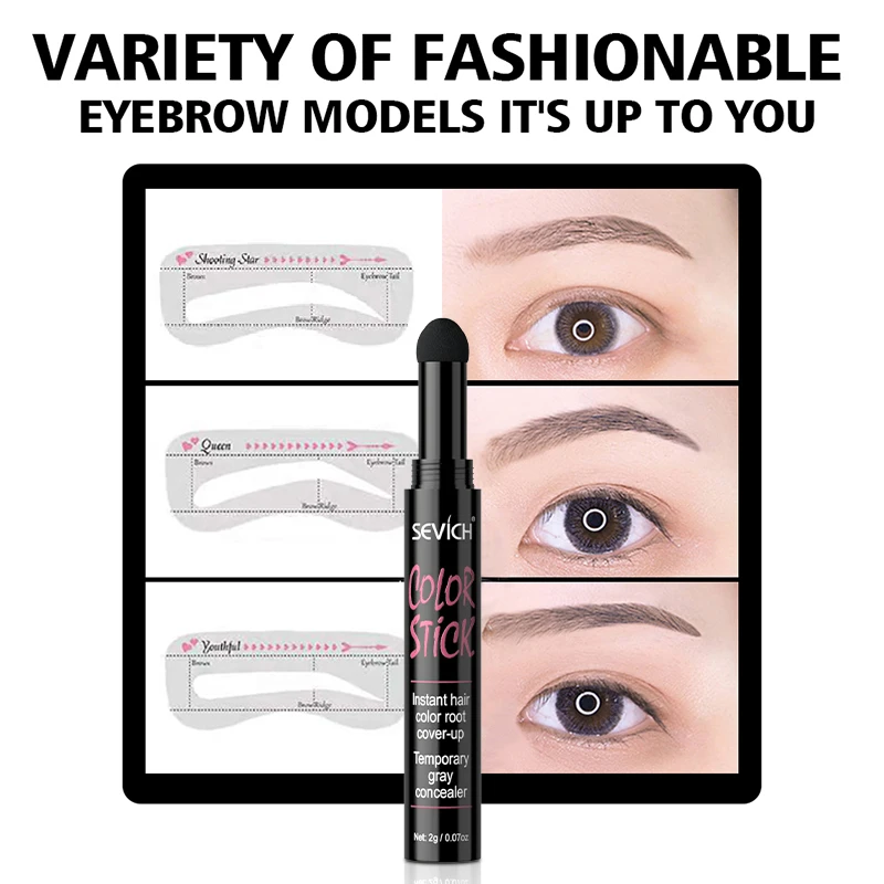 Sevich Eyebrow ชุดจัดแต่งทรงผม Dark สีน้ำตาลแต่งหน้า Stencils Eyebrow แปรงเพิ่มเครื่องสำอางค์ Eyebrow Tint Pen