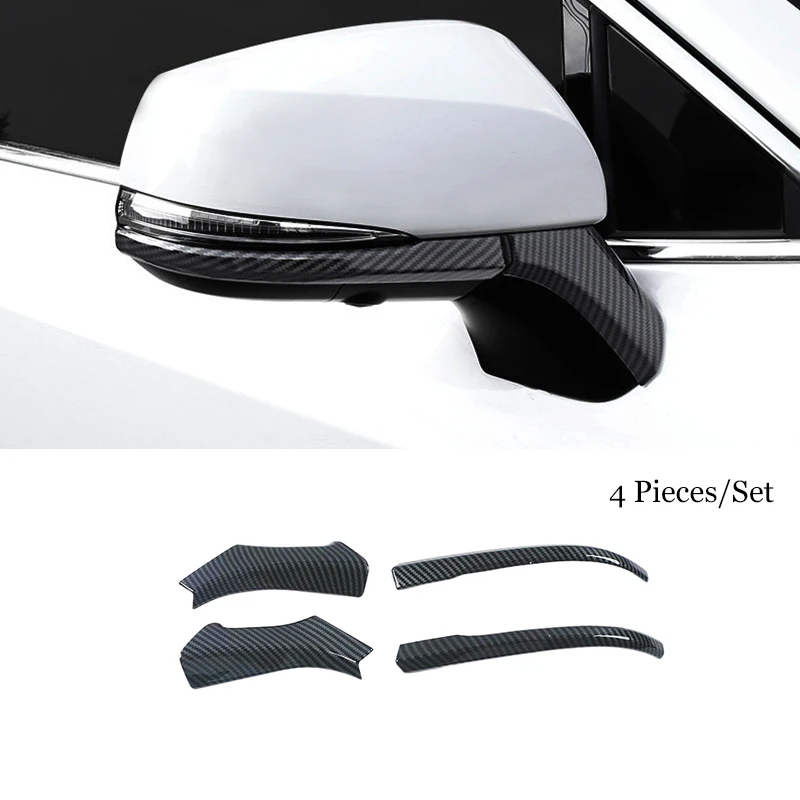 

2022 2021 2020 for Toyota Highlander Accessories ABS Carbon fiber Car Rearview mirror decoration strip Cover Trim Styling 4 PCS