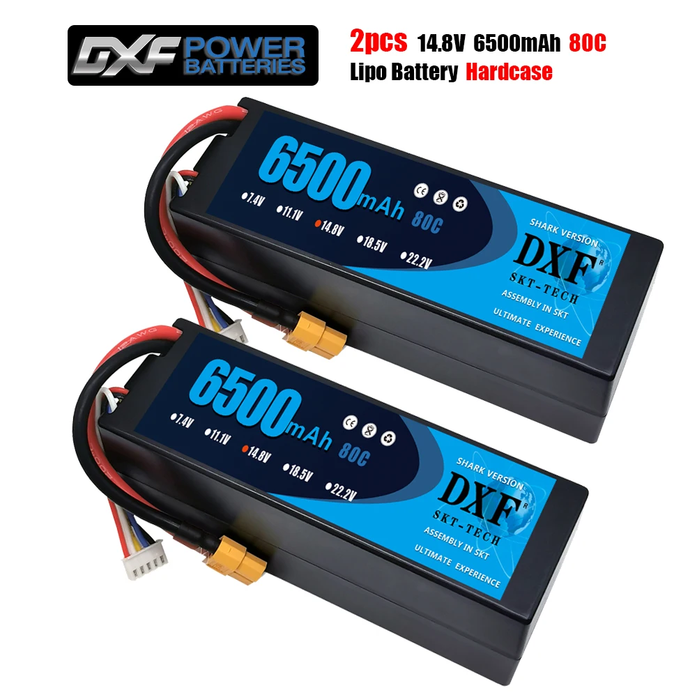 

2 шт. DXF LiPo 4S аккумулятор 14,8 в 6500 мАч 5200 мАч 80C 80C HardCase для радиоуправляемого автомобиля грузовика Truggy FPV самолета лодки багги