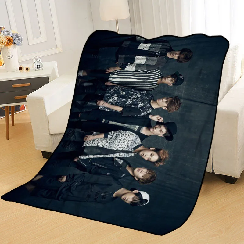 Mantas BTOB personalizadas con estampado de manta suave para el hogar/sofá/ropa de cama, funda de viaje portátil para adultos, tamaño grande 145x200cm