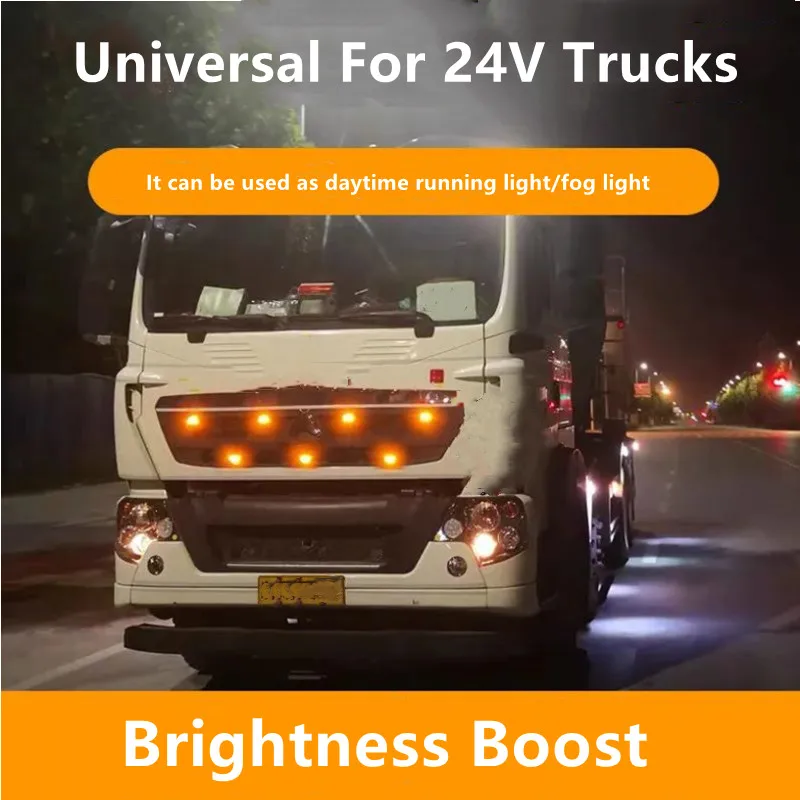 

24V LED Flashing Truck Ambient Light Roof Bumper Door Lamp Front Grille Lighting Trailer Lorry Caravan Accessories Decoration