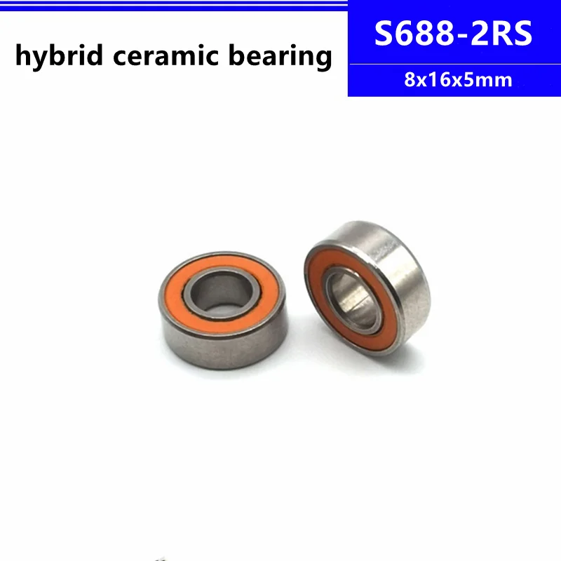 10pcs S688-2RS 8x16x5mm Stainless Steel Hybrid Ceramic Ball Bearing 688 8*16*5 mm S688RS ABEC-7 fishing gear line wheel