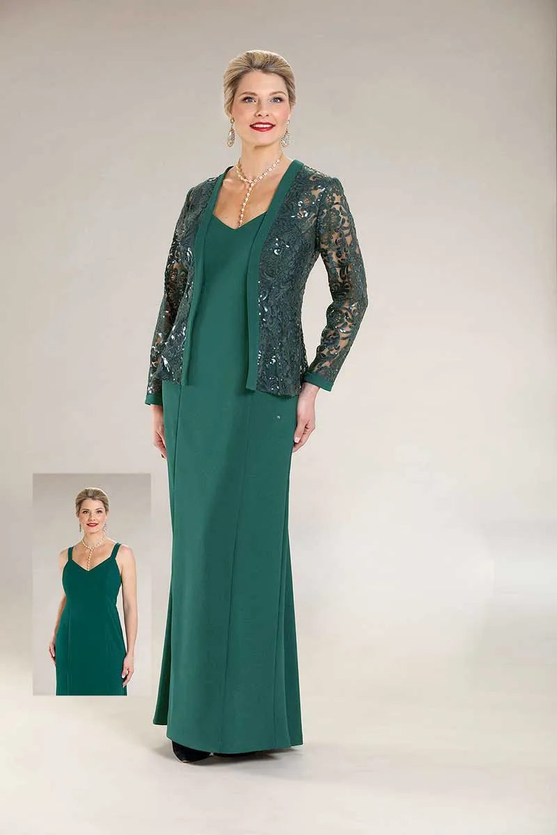 Robe pour mère de la mariée verte, avec veste, en dentelle, paillettes, bon marché, robe d'invitées de mariage, tenue formelle personnalisée pour femmes