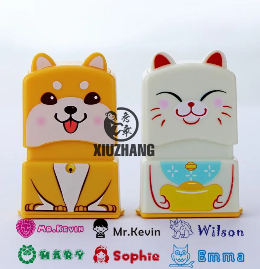 DIY Custom cute kitten stamp baby children teacher cartoon kindergarten name student clothes non-fading small animal inking seal