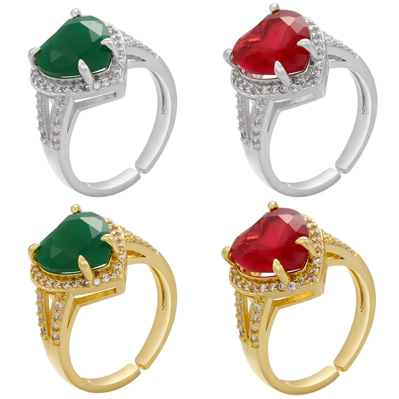 ZHUKOU Gold Color Chunky Rings Trendy heart Rings for Women Thick Gold Stack CZ crystal Rings Female Wedding Jewelry VJ107