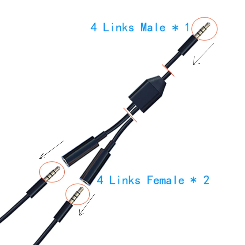 20CM 3.5mm 4 polak mężczyzna do 4 biegunów kobieta Stereo Audio Y Splitter adapter kabel słuchawek