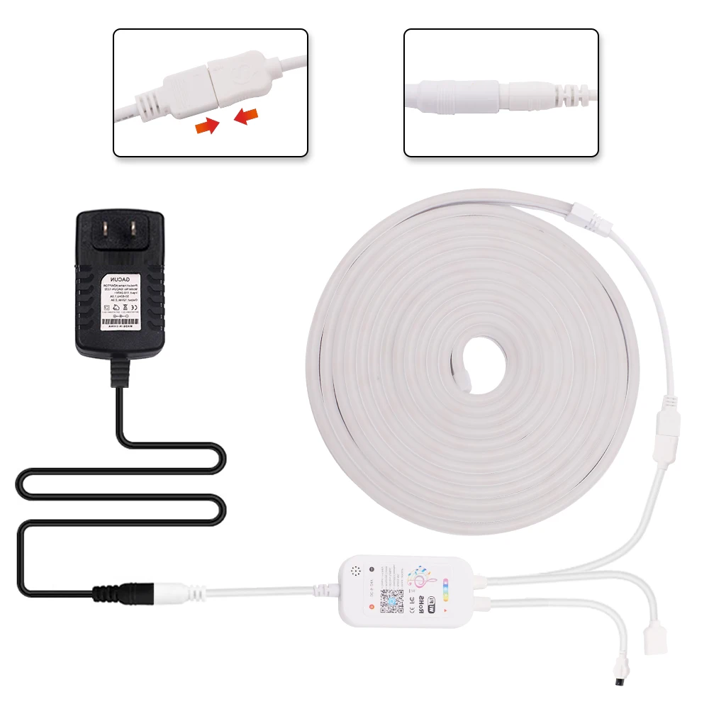 Imagem -03 - Wifi Rgb Led Luz de Tira com Tuya Inteligente Vida App Controle Flexível Neon Sinal Música Fita Led Impermeável Neon Fita Backlight 12v