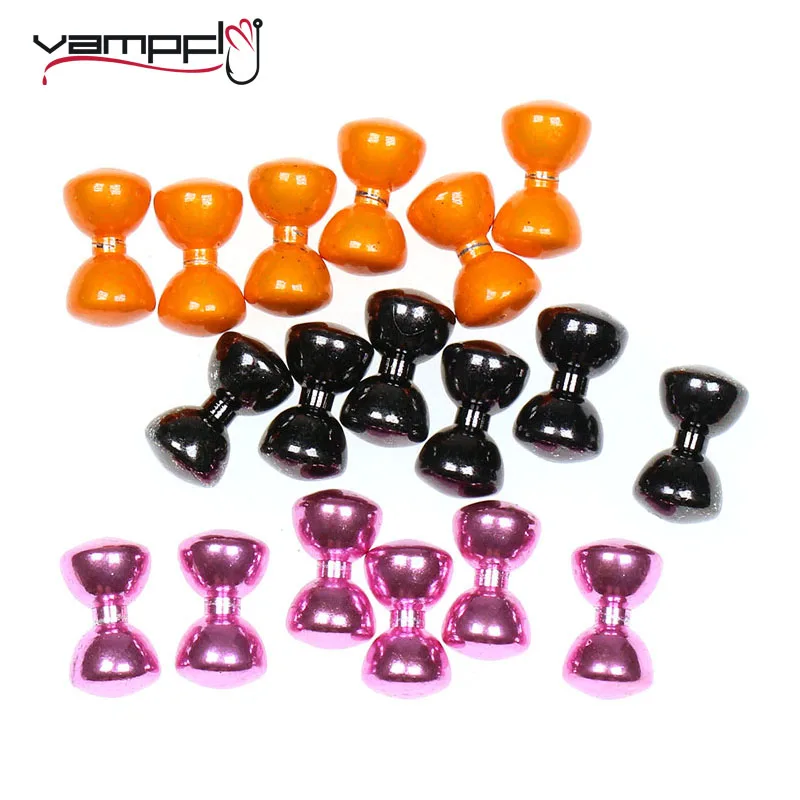 Vampfly 20pcs 9MMX5MM Brass Hourglass Fish Eyes Streamer Beads Fly Tying Material Orange Black