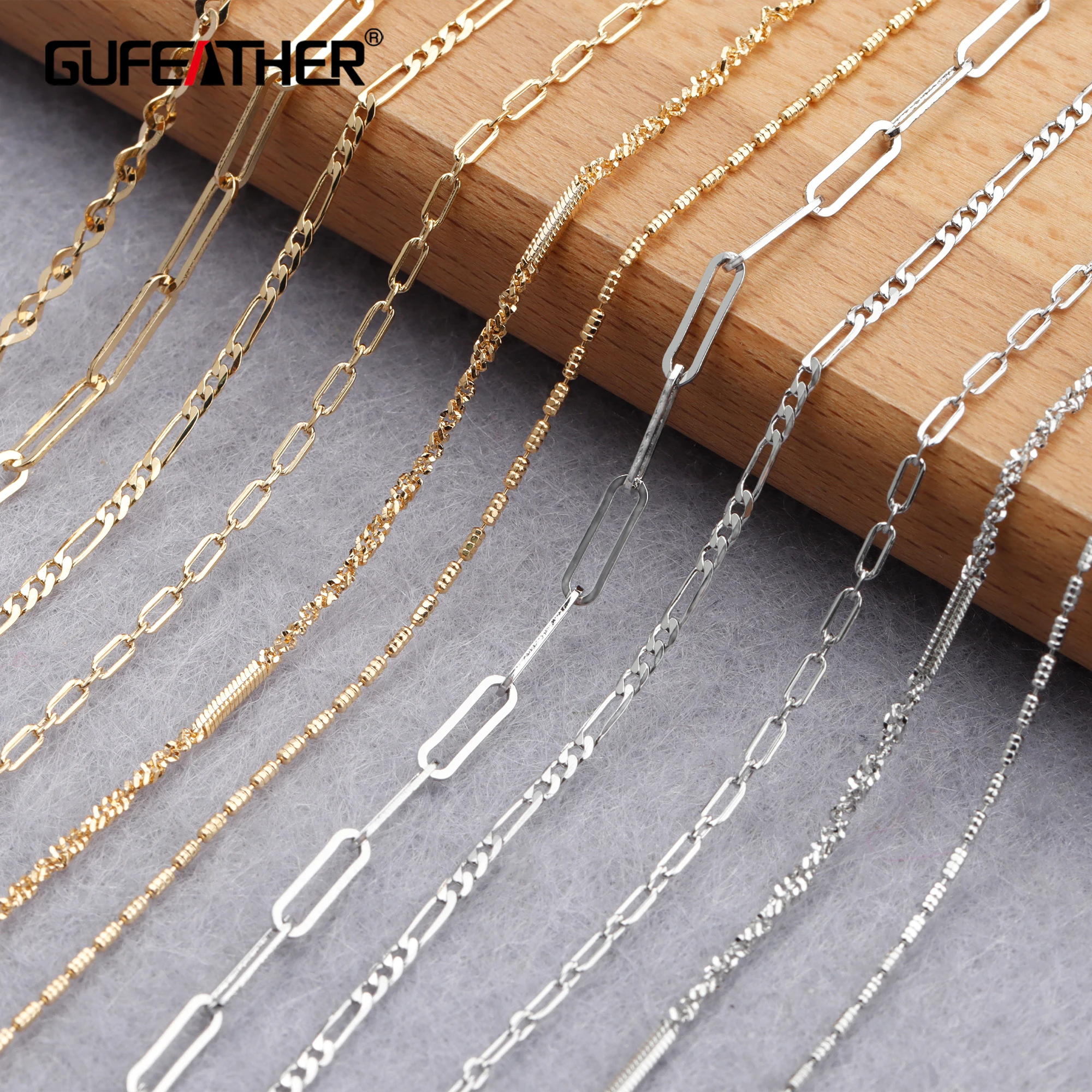 GUFEATHER C154,diy chain,pass REACH,nickel free,18k gold rhodium plated,copper,charm,diy bracelet necklace,jewelry making,3m/lot