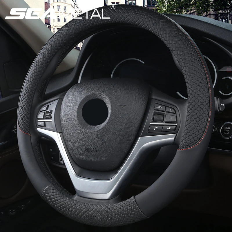 Housse de volant de voiture universelle pour volant de 37-38cm, en Faux cuir, respirante, accessoires d'intérieur automobile