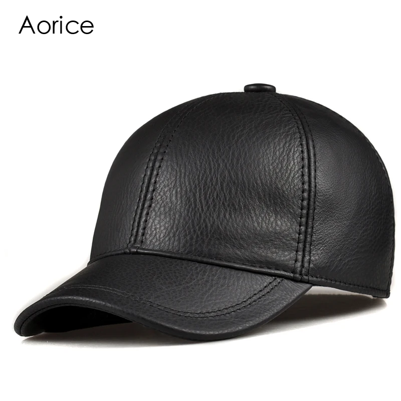 Aorice Fashion Simple Genuine Leather Baseball Cap Hat Men Winter Warm Brand New Cow Skin Women Newsboy Caps Sport Hats HL171-F