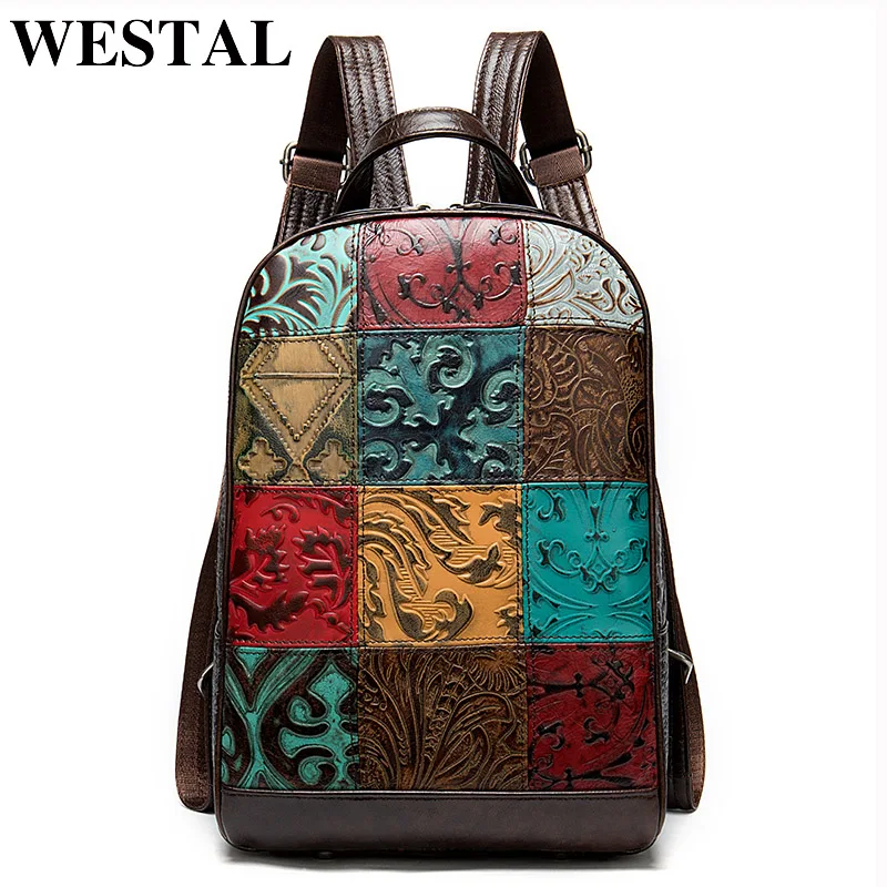 WESTAL Women\'s Designer Backpack for Laptop Leather Backpack for Notebook Mochila School Bag for Girls Travel Backpacks female