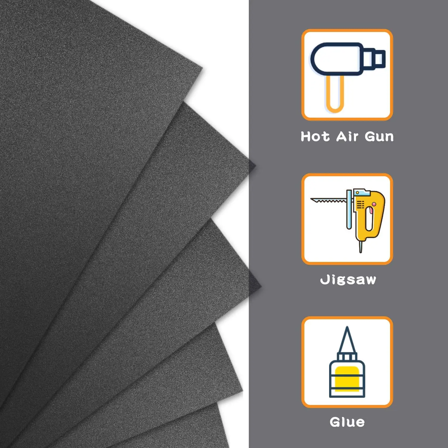 2pcs Black Abs Plastic Sheet Board Model Solid Flat  for DIY Materials for Home Decor Handcrafts Matte Textured Finish