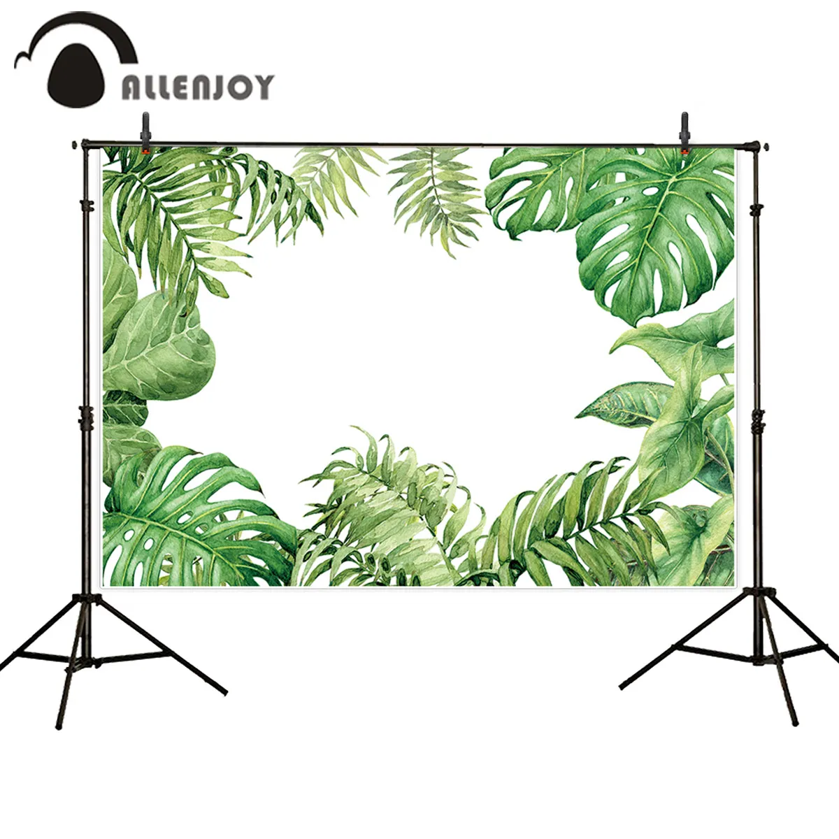 Allenjoy Tropical summer photography backgrounds green leaves birthday event party curtains wallpapers wedding party supplies